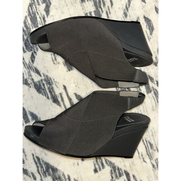 Eileen Fisher Women's Gray Sling Back Open Toe Wedge Sandals SZ 9.5 - Picture 4 of 11